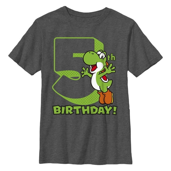 Boy's Nintendo Super Mario Yoshi Birthday Five Graphic T-Shirt