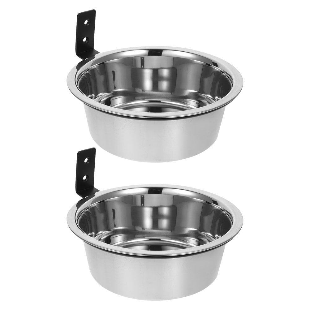 BESTYASH 2Sets Wall Mounted Elevated Stainless Steel Dog Bowls Space Saving Feeding Station