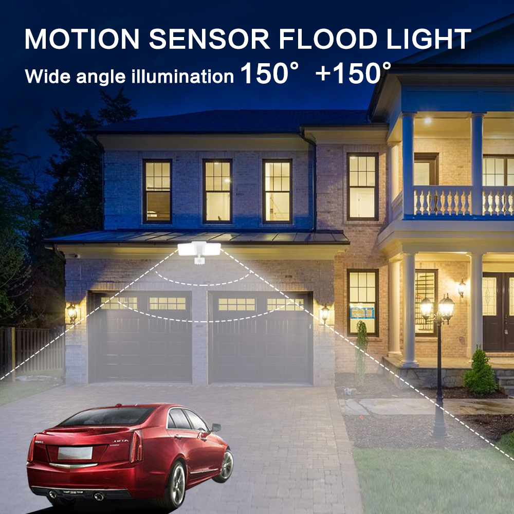 Depuley 20W LED Motion Sensor Outdoor Light, 6000k Plug in Security Lights  Adjustable Heads IP65 Waterproof Wall Lamp