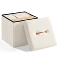 thumbnail image 1 of Otomana plegable SONGMICS, pequeña, 38 x 38 x 38 cm, color blanco crema, 1 of 7