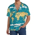 thumbnail image 3 of Disketp Men's Hawaiian World Map With Landmarks Print Shirts Button Down Holiday Beach Shirts-3X-Large, 3 of 7