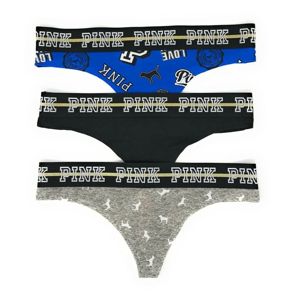 Victoria's Secret PINK Logo Thong Panty Set of 3