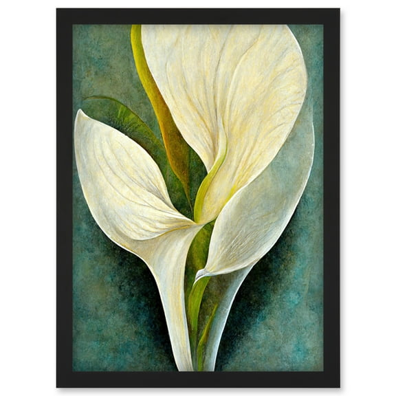 Single White Calla Lily Flower Petal Detail Modern Artwork Framed Wall Art Print A4