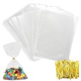thumbnail image 2 of 100 bolsas de plástico transparentes para caramelos, piruletas, galletas, bolsas de celofán transparentes para regalo de Navidad, bodas, fiestas de cumpleaños, 2 of 5