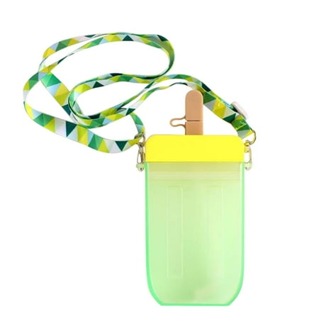 

Coopserbil Cute Straw Water Bottle Ice Cream Popsicle Cup with Shoulder Strap