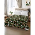 thumbnail image 2 of Mushroom Frog Full Size Flat Sheet, Wrinkleproof & Fadeproof Cooling Flat Bed Sheet Only, Coffee Bread Dark Green Background Breathable Soft Bedding Top Sheets 81 x 96 Inches, 2 of 8