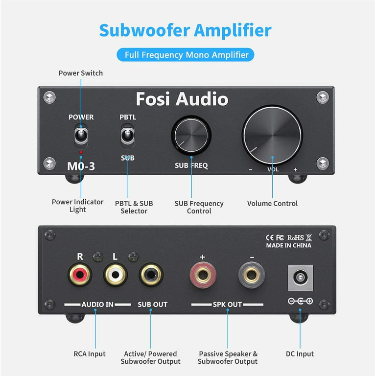 Sømand Smidighed Lærerens dag Fosi Audio M03 200 Watt TPA3255 Subwoofer Amplifier Mini Mono Channel Audio  Power Amp for Home Theater Full-Frequency and SUB Bass Switchable with  32V/5A Power Supply - Walmart.com