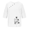 thumbnail image 4 of Blusas de Manga Corta para las Mujeres Impresas Cuello Redondo Camiseta Casual, Blusa de Algodón de Imitación para las Mujeres, 4 of 4