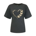 thumbnail image 4 of Flash Deal! T-Shirt à Manches Courtes Col Rond Imprimé Papillon Mode Décontractée pour Femmes en Solde Gris Foncé TTTG, 4 of 4