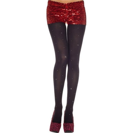 - Music Legs 37002-BLACK Studs Spandex Opaque Tights - Black