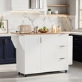 thumbnail image 6 of Ktaxon Modern Kitchen Island Cart, 44.7" Rolling Island Table with Drop Leaf & Extra Storage, Multifuctional Kitchen Cart for Food Prep, White, 6 of 7