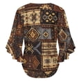 thumbnail image 6 of Southwest Textile Patterned Fabric Women's V-Neck Blouse With 3/4 Ruffled Bell Sleeves Casual Top Ladies Blouses, 6 of 7