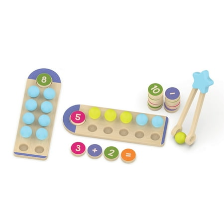 Educational Insights Count & Match 20 Beads Wooden Abacus Counting Set with Fine Motor Tweezers