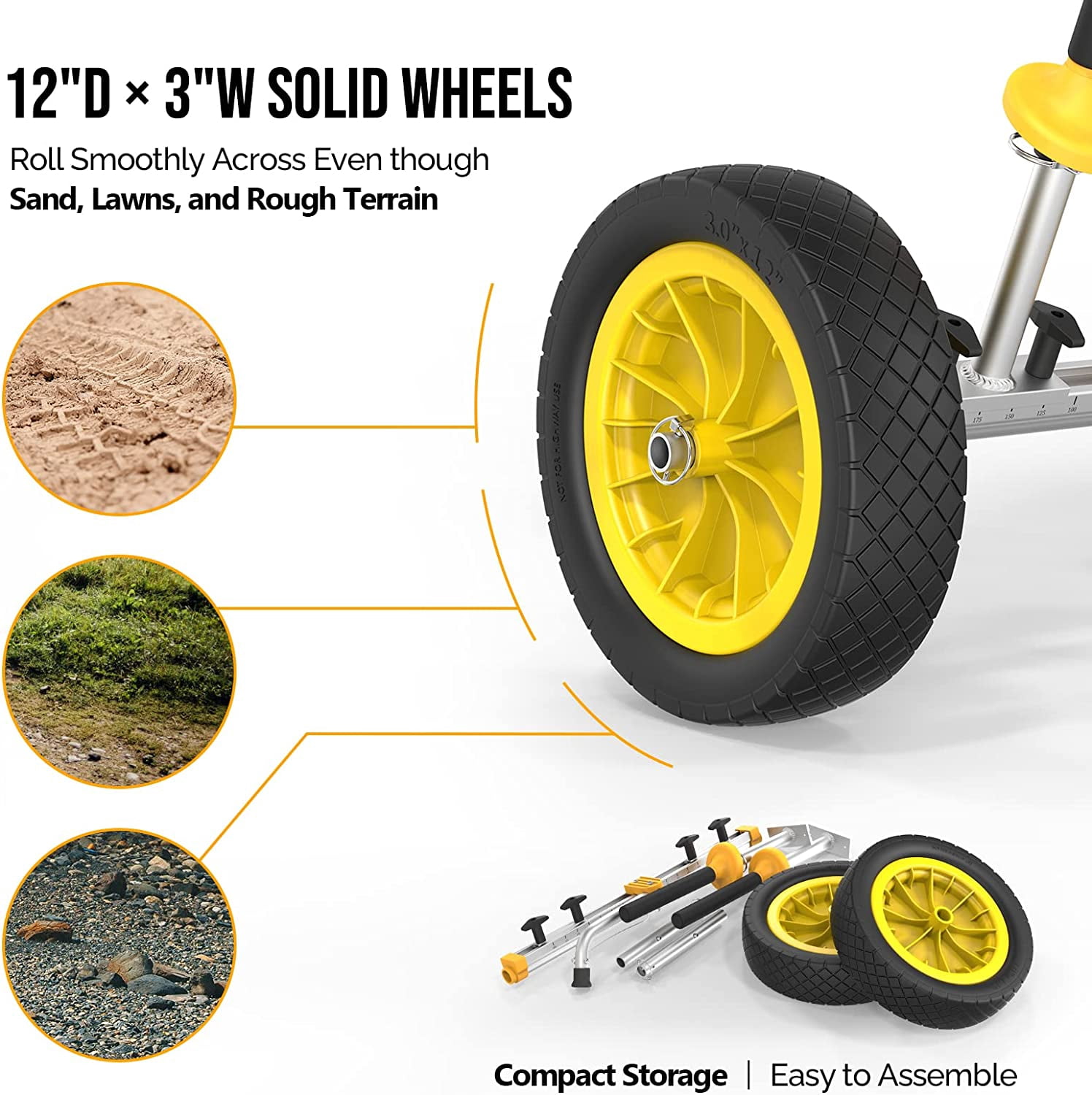 Kayak Cart Dolly Kayak Wheels Detachable Canoe Cart with Solid Tires and Kickstand Kayak Trolley