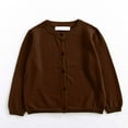 thumbnail image 2 of Gubotare Cardigan for Girls Casual Casual Girls Long Sleeve Sweater Buttons Open Front Knit Sweater Kids Fall Lightweight Cardigan Coats for Toddler 4T 5T (Brown,4-5 Years), 2 of 5