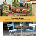 thumbnail image 6 of Elastic Fitted Round Tablecloth, Texas Star Vintage Waterproof Stretch Table Cover for 36"-44" Tables, Berry Burnt Orange Brown Wooden Washable Outdoor Tablecloths for Patio, Picnic, Camping, 6 of 9