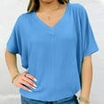 thumbnail image 2 of T Shirts For Women Blue Womens Tops Fashion Weekeen Take A Chance Bat Wing For Knit V Neck Summer Tops, 2 of 4