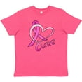thumbnail image 3 of Inktastic Cure- Breast Cancer Awareness pink ribbon Youth T-Shirt, 3 of 5