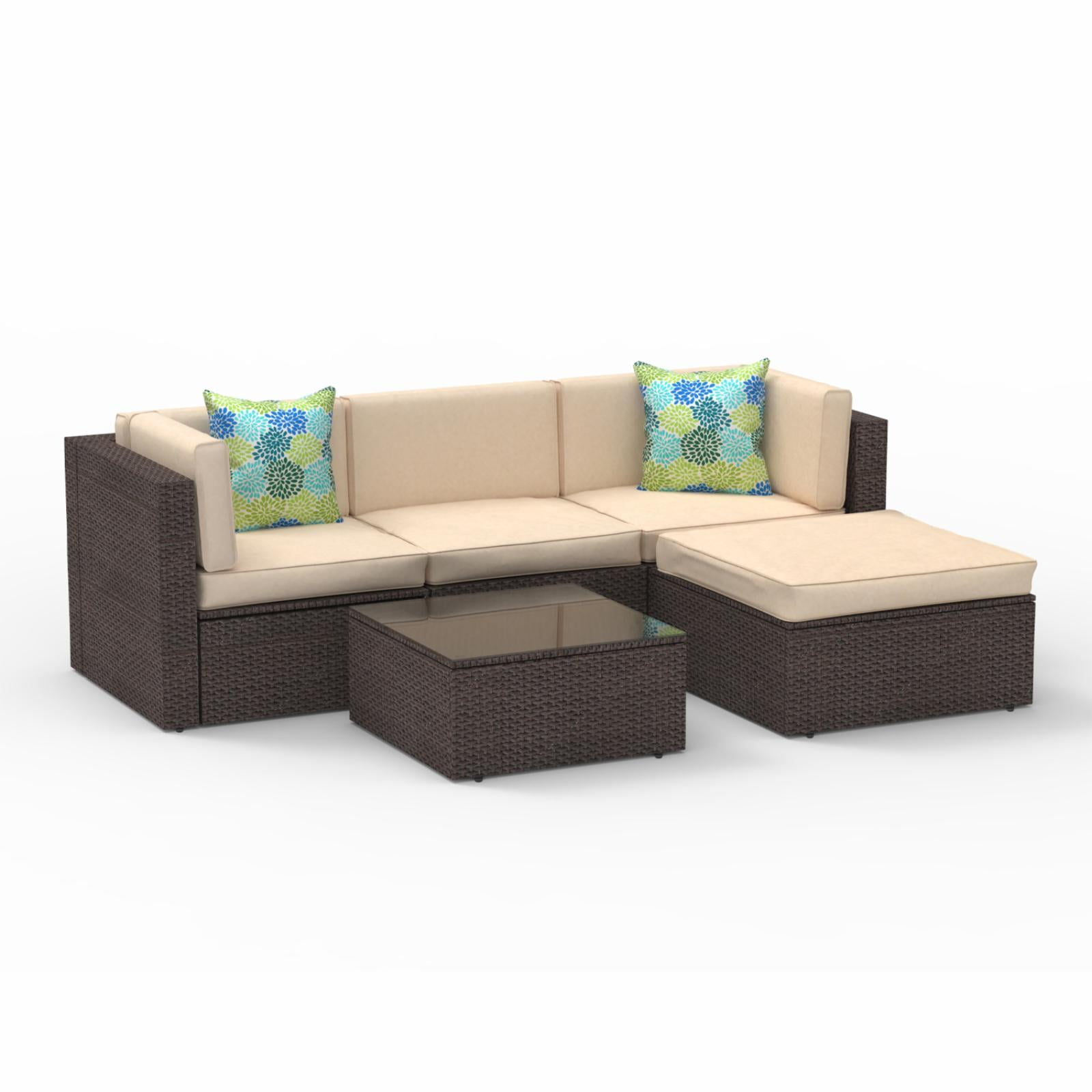 cloud mountain wicker 6 piece patio conversation set