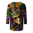 lcziwo Mardi Gras Tshirts for Women 3/4 Sleeve Crewneck Mask Graphic