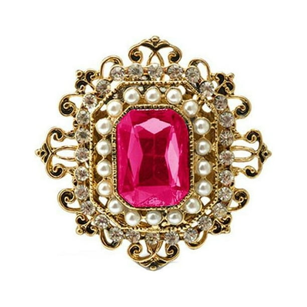 Brillo Diamante de Imitación Flor Nupcial Boda Ramo Broche Pin Decoración Elegante Rosa roja