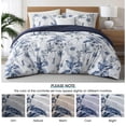 thumbnail image 3 of LANCO MODERN LIFESTYLE 3 Piece Queen Comforter Set, White Blue Botanical Floral Bedding, Soft Microfiber Comforter with Pillow Shams, Lightweight All Season Modern Woodland Bedspread, 3 of 7
