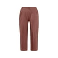 thumbnail image 4 of Stamzod Women's Capri Pants Summer High Waist Straight Cropped Pants Casual Loose Plus Size Capris for Women with Pocket Wine L, 4 of 4