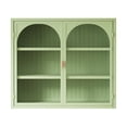 thumbnail image 3 of 23.62"/ 27.56" Wall Cabinet With 2 Glass Doors Featuring 2-tier/ 3-tier Storage Wall Cabinet With Woven Pattern For Entryway Living Room Bathroom Dining Room, 3 of 8