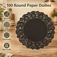 Black 100 Pack 13.5 Inch Round Disposable Paper Lace Doily Place Mats ...