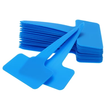 100 Pcs Étiquettes de Plantes de 4 Pouces, Grand Marqueur de Jardin en T, Étiquettes de Jardin pour Parterres de Fleurs, Pots de Plantes Bleus