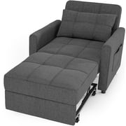 Couch Bed, Lofka Convertible Sofa and Couch Bed with Adjustable Backrest, Dark Gray Recliner