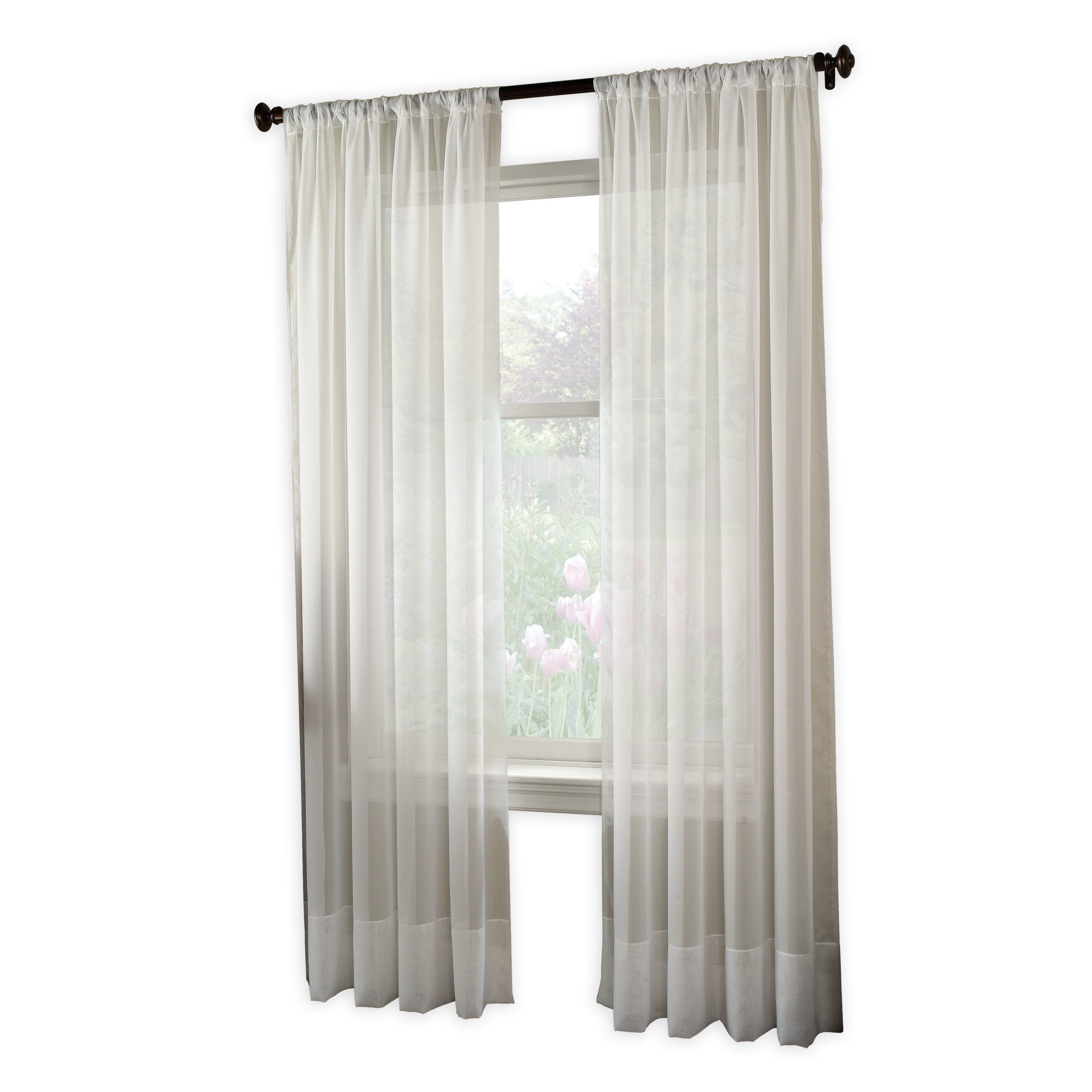 Curtainworks Soho Voile Indoor Curtain, Polyester Sheer Poletop Single Panel, Indoor, Winter White, 59" x 63", Adult