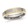 thumbnail image 1 of Ladies Beveled Edge Stainless Steel 5mm Wedding Band with Yellow Plating, 1 of 4