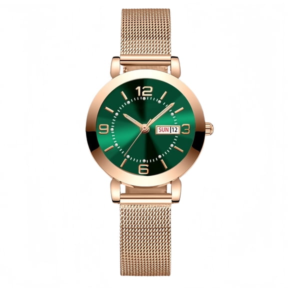 Women's Watch with Stainless Steel Strap, Calendar and Luminous Light