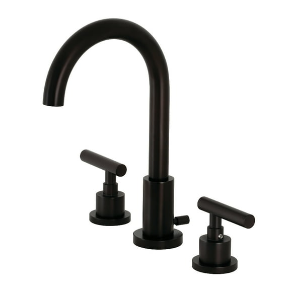 Kingston Brass FSC8925CML Manhattan Two-Handle 3-Hole Deck Mount Widespread Bathroom Faucet with Brass Pop-Up in Oil Rubbed Bronze