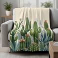 thumbnail image 2 of Green Cactus Blanket Soft Cozy Warm Throw Blanket for Couch, Plush Fuzzy Flannel Fleece Blankets for Sofa, Watercolor Summer Botanical Beige Bed Blankets Lightweight Gifts for Women, 30"x40", 2 of 9