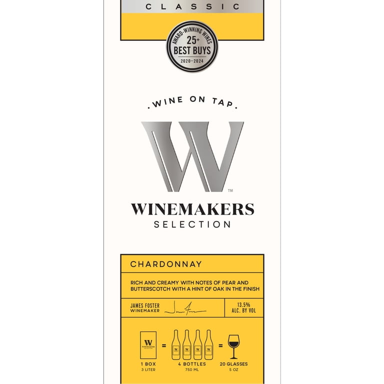Winemakers Selection Classic Series Chardonnay White Wine, 3L Bag