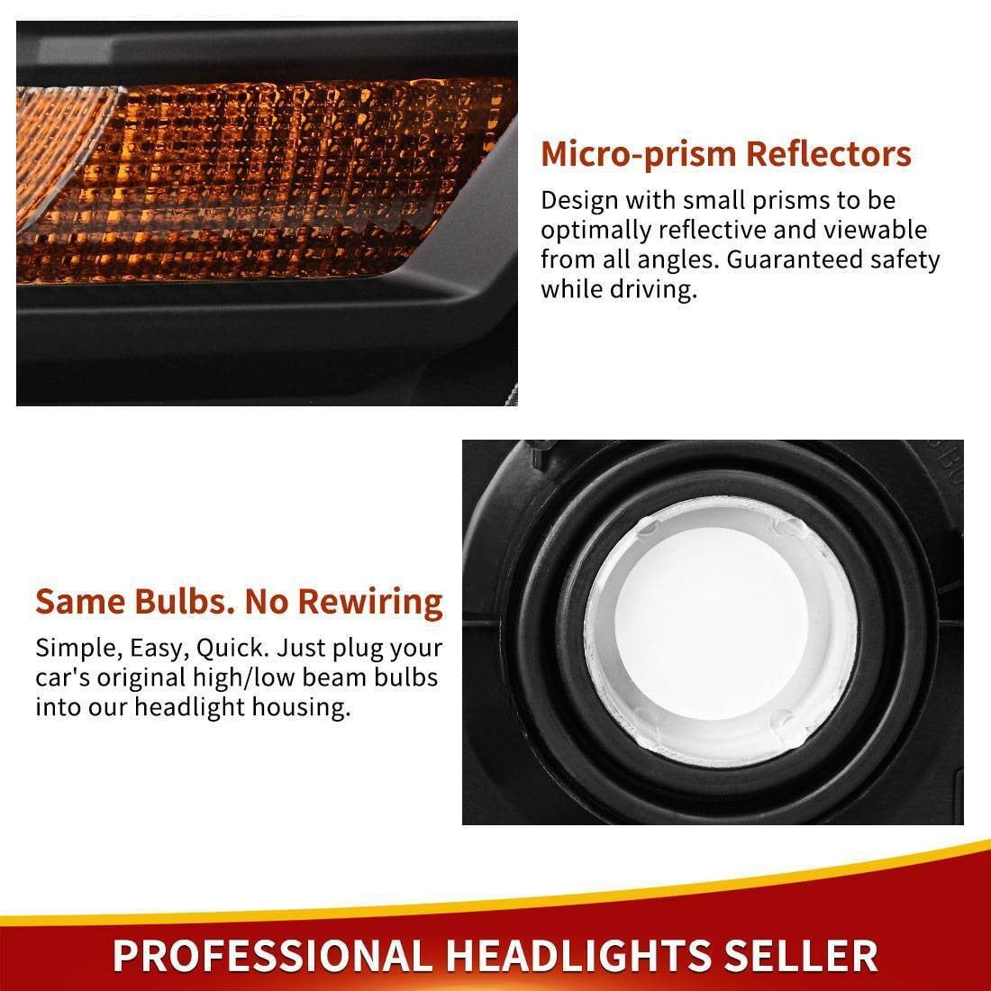 RVNI Headlight Assembly Compatible with Ford Mustang 2010 2011 2012 2013 2014 Black Housing with Clear Lens