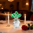 thumbnail image 6 of Transparent Crystal Rose Bouquet 4.3 Inch Tall, Glass Flower Decoration for Home, Romantic Gift for Valentine's Day & Special Occasions(Green), 6 of 7