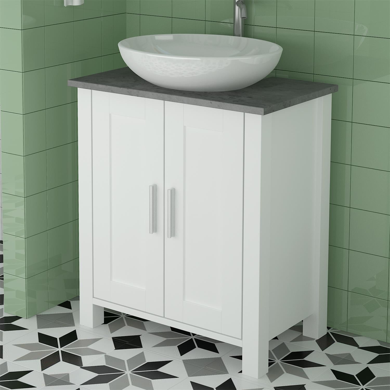 Canddidliike 2 Doors Storage Under Sink Bathroom Vanity, Wood Pedestal Sink Base