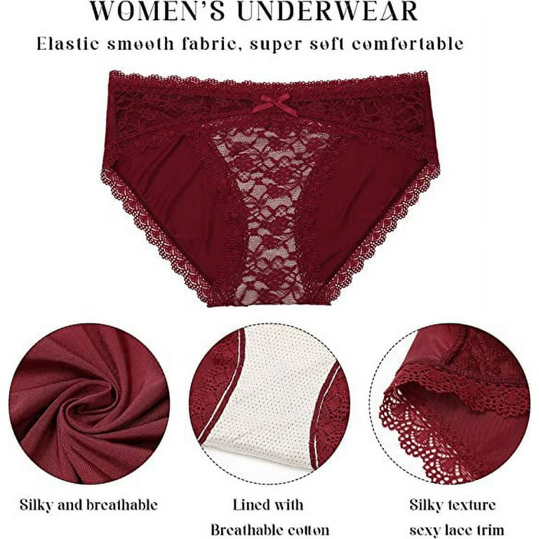 LEVAO Womens Underwear Sexy Lace Panties Stretch Soft Ladies Hipster Briefs  Cheeky Underwear Women Bikini 3 Pack S-XL