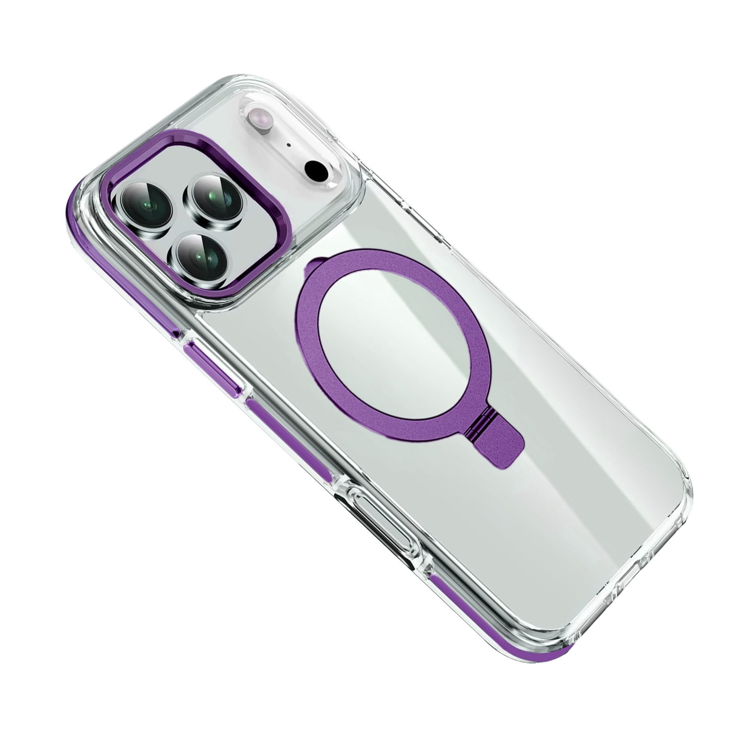 Clear MagSafe Compatible Stand Case for iPhone 17 Pro Max - Purple