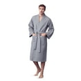 thumbnail image 1 of Bath Robe with Slipper Set - Waffle Square Pattern Spa Garment with 2 Front Pockets, Flat Collar & Belt - 60% Cotton and 40% Polyester Blend - Absorbent, Breathable, Lightweight & Soft Fabric for Men, 1 of 6