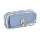 thumbnail image 2 of Estuche de gran capacidad para estudiantes | Bolsa de lona de tres capas con cierre de botón | Organizador resistente en verde, beige y azul para guardar material escolar y de oficina, 2 of 7