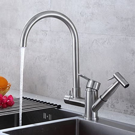 Single-Handle Kitchen Mixer Sink Tap Kitchen Faucet Stainless Steel  Pull-Out Spray Gun Multi-Function Kitchen Sink hot and Cold Water Faucet  with CA Standard Fittings | Walmart Canada