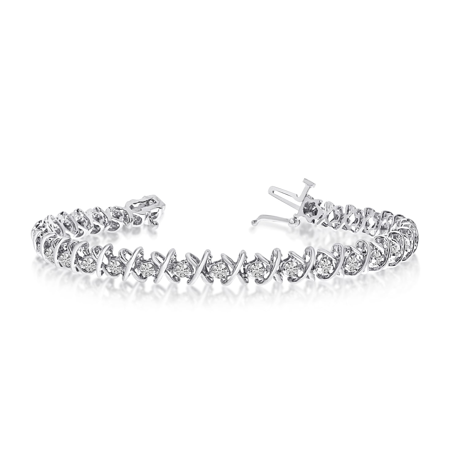 DirectJewelry 14k White Gold 2 Ct. Diamond XO Tennis Bracelet