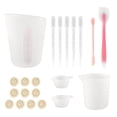 thumbnail image 1 of Silicone Measuring Cup Tool Kit Spatula Finger Gloves Pipettes Epoxy Resin Mixing Tool Set for Crafts 21pcs Tool Set, Pink, 1 of 8