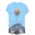 thumbnail image 4 of GEWSEY Womens Cute Make A Wish Dandelion Printed Tee Shirts Summer Cotton Vintage Graphic Tees Tops (Sky Blue, 3XL), 4 of 8