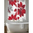 thumbnail image 5 of Red Floral Sheer Curtains 72 inches Long 2 Panels Set Vintage Flowers Sheer Window Curtain Rod Pocket Voile Drapes for Living Room/Bedroom, Each 52" W x 72" L, 5 of 7