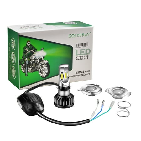 

GOLDSRAY H4 P15D25-1 S2/BA20D Universal Socket Motorcycle Headlight Bulb High/Low Beam 6 Sides 360 Degree Upgrade Chip Super Bright 6000K White Pack of 1